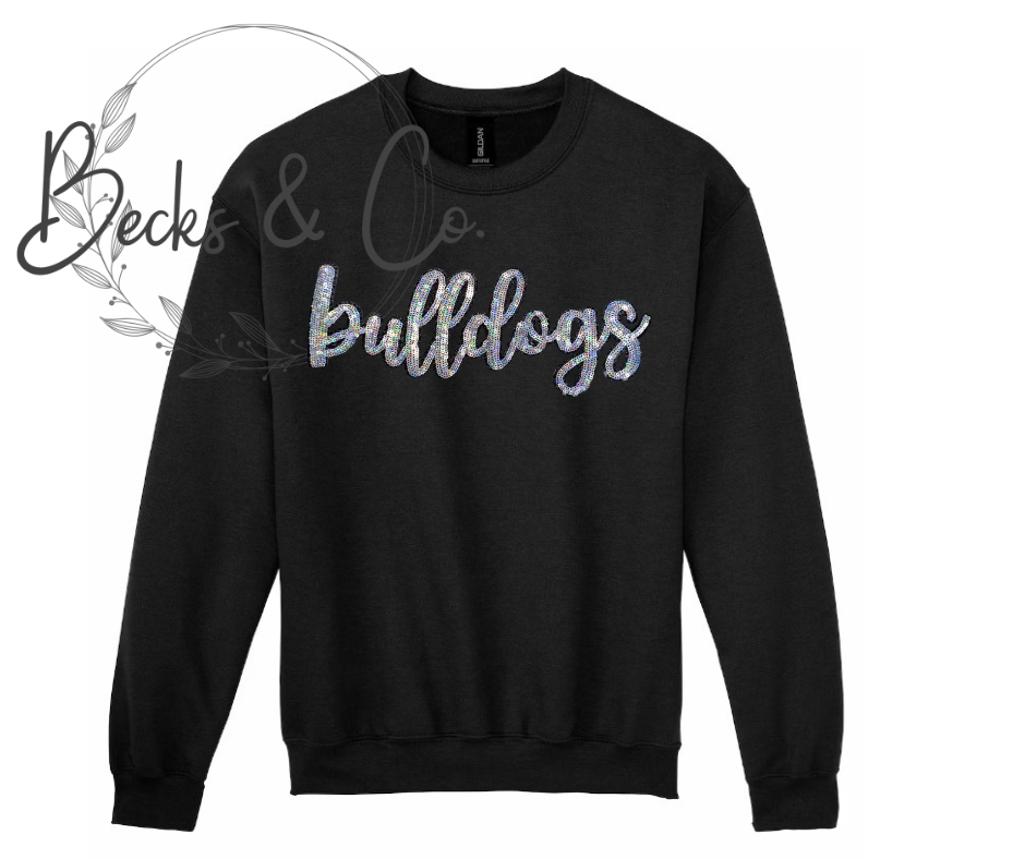 Bulldogs Mascot Script - Large Sequin Design
