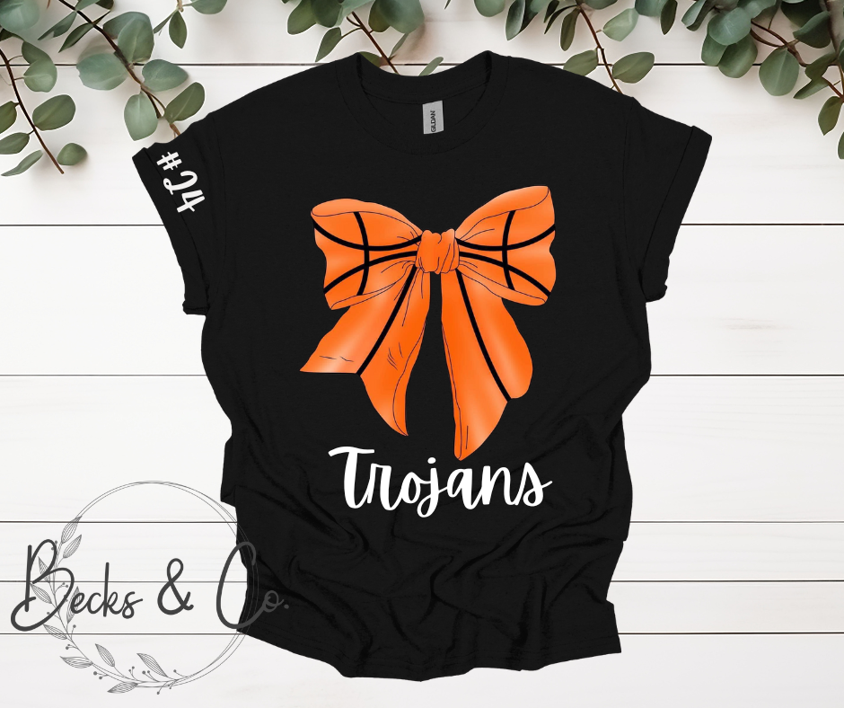 Basketball Bow with Team & Number Personalization