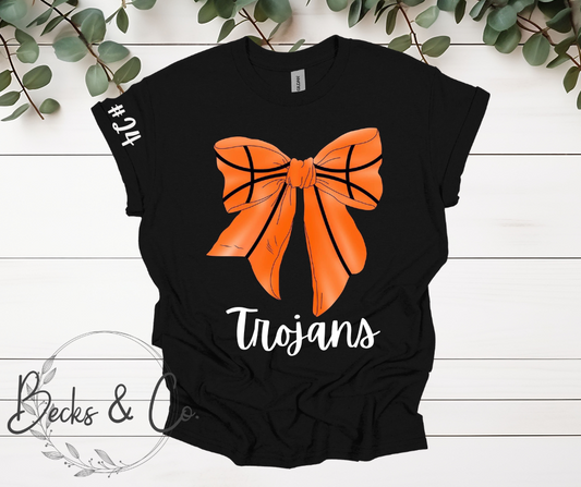 Basketball Bow with Team & Number Personalization