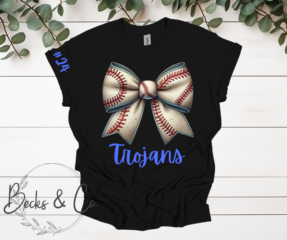 Baseball Bow with Team & Number Personalization