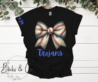Baseball Bow with Team & Number Personalization