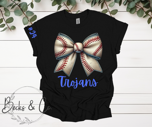 Baseball Bow with Team & Number Personalization