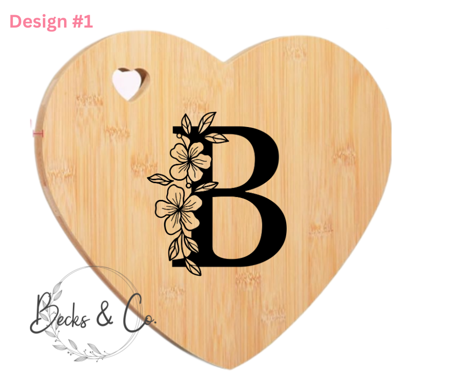 Charcuterie Board - Heart Shaped with Pink Utensils