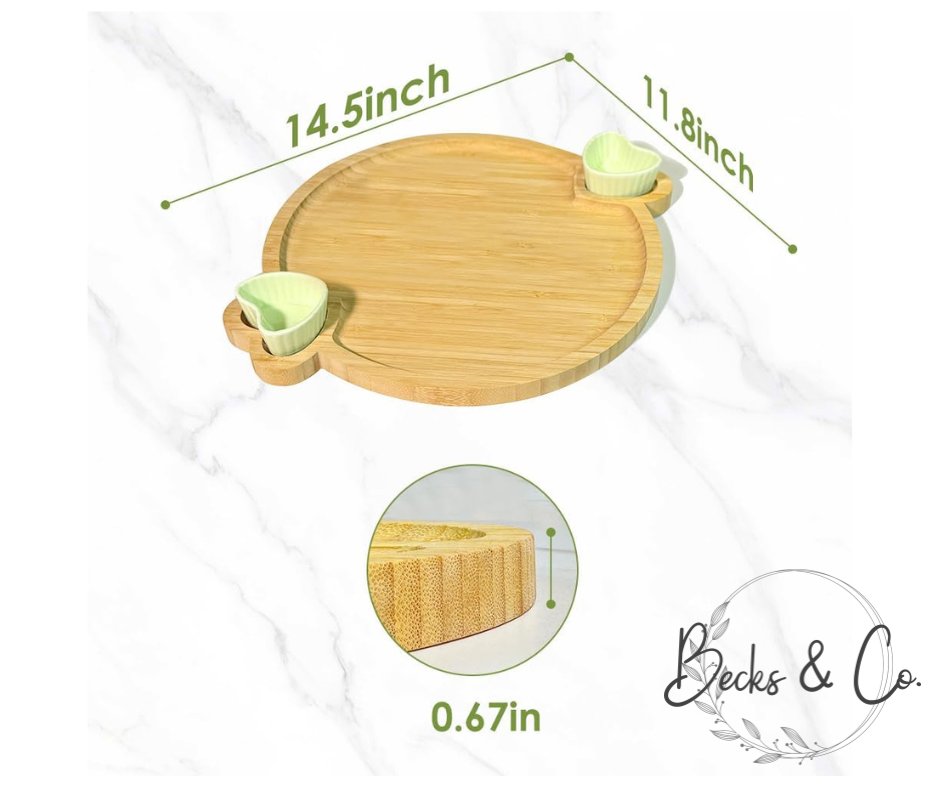 Charcuterie Board with Ceramic Heart Shape Bowls