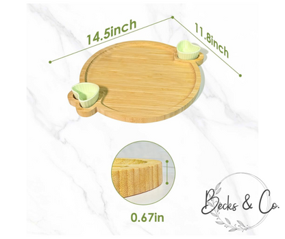 Charcuterie Board with Ceramic Heart Shape Bowls