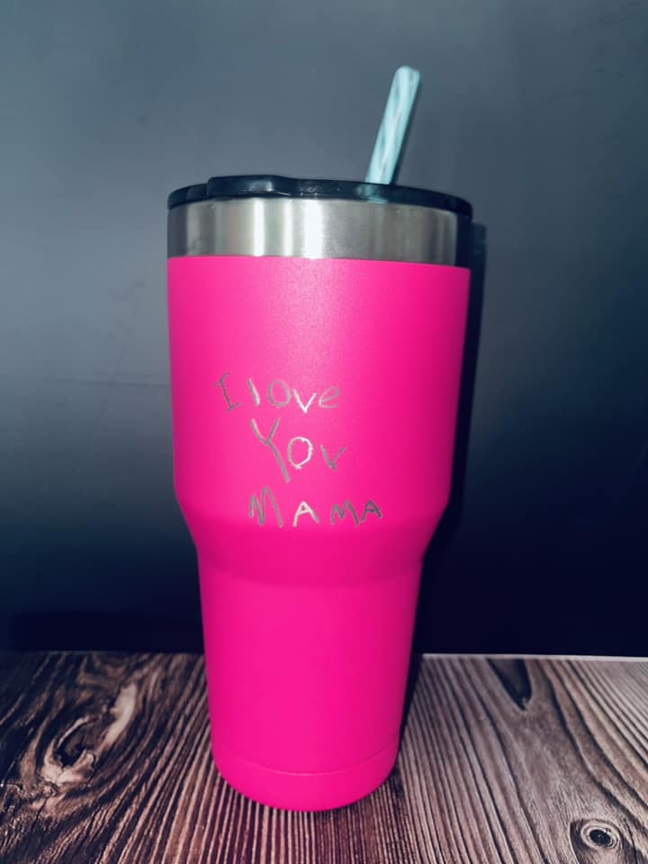 Custom Hand Written Note OR Drawing Engraved Tumbler (upload your picture)