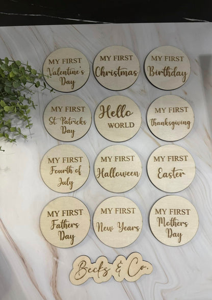 Wooden Baby Monthly Milestones & My First Holiday Set
