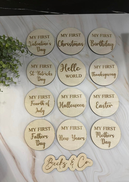 Wooden My First Holiday Signs