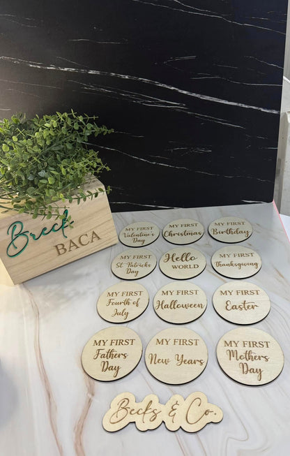 Wooden Baby Monthly Milestones & My First Holiday Set