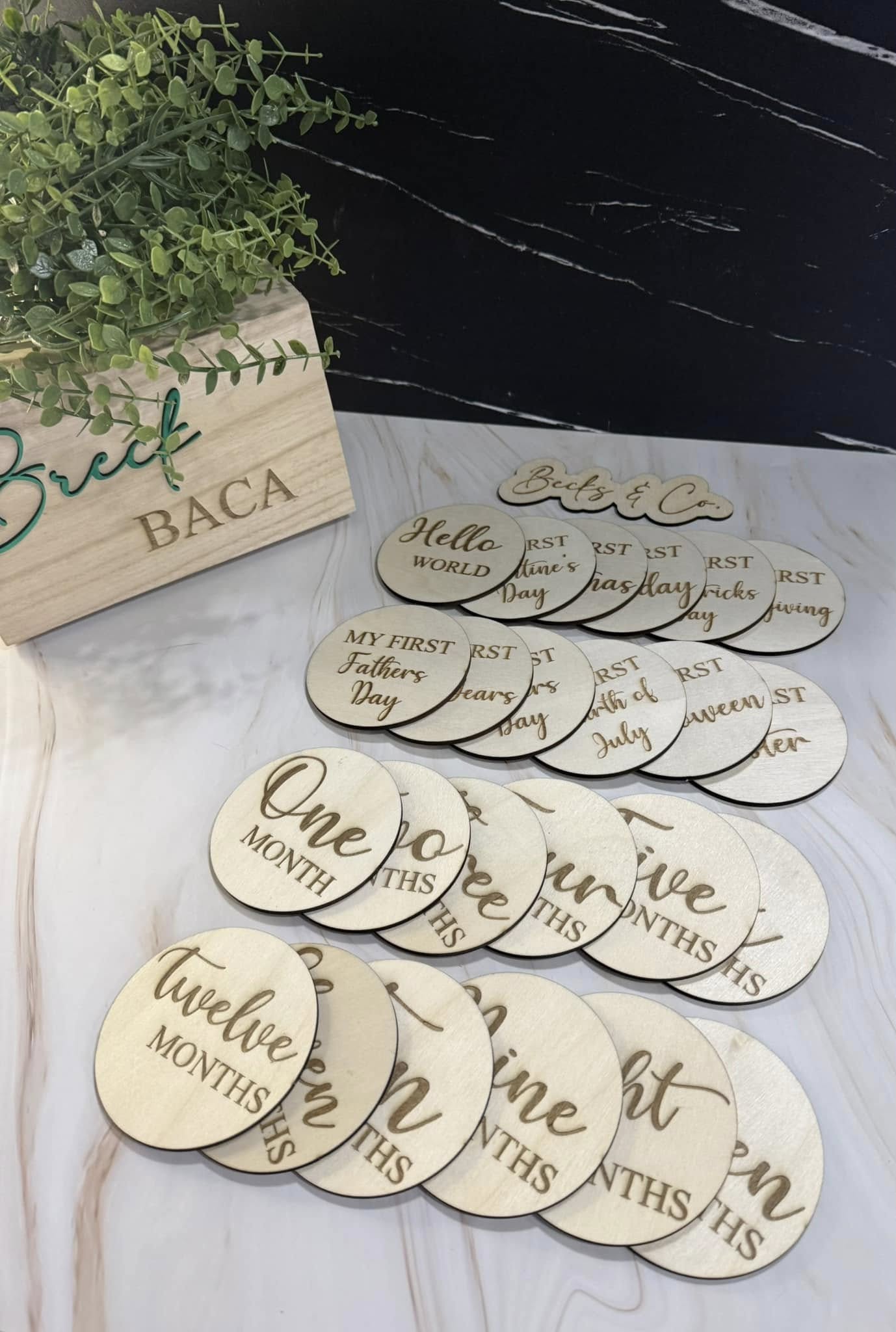 Wooden Baby Monthly Milestones & My First Holiday Set