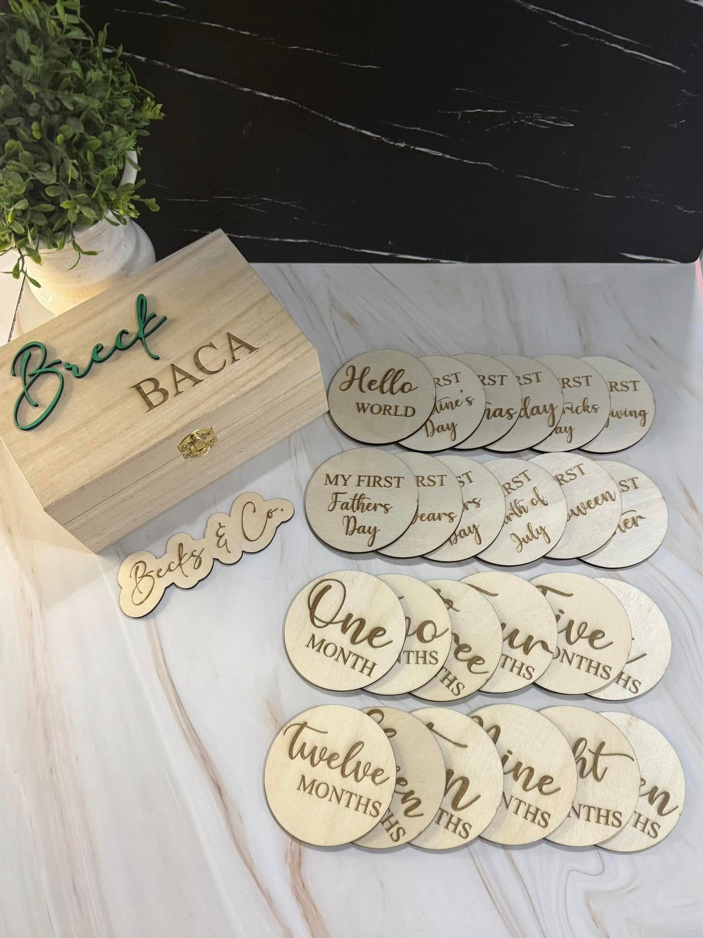 Wooden Baby Monthly Milestones & My First Holiday Set