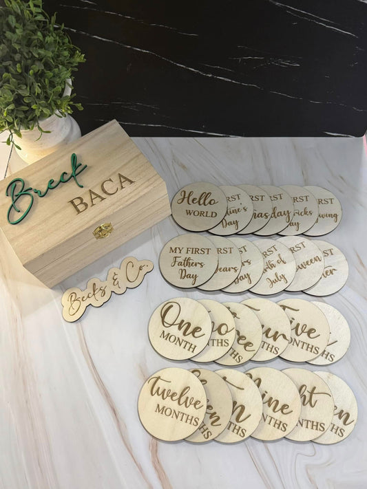 Wooden Baby Monthly Milestones & My First Holiday Set