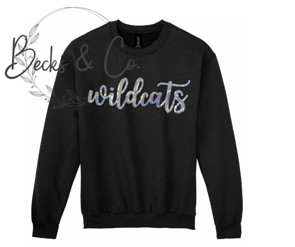 Wildcats Mascot Script - Large Sequin Design