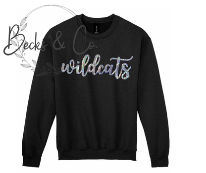 Wildcats Mascot Script - Large Sequin Design