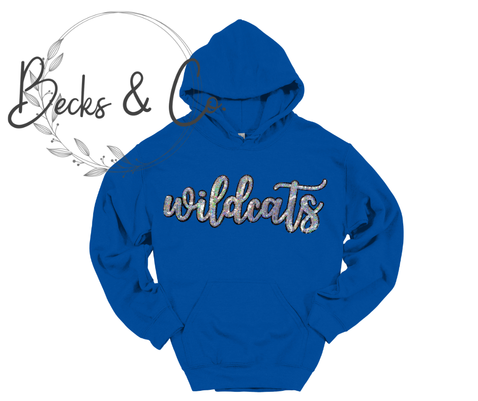 Wildcats Mascot Script - Large Sequin Design