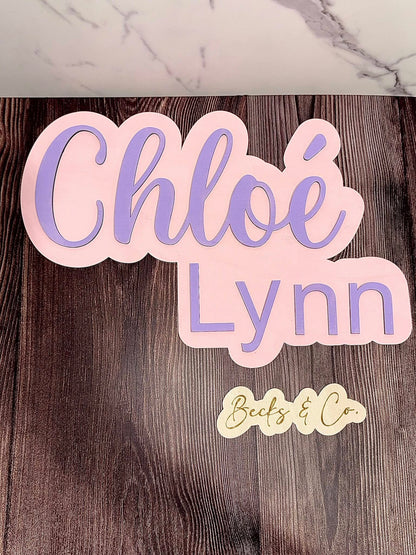 3D Stacked Name Sign - TWO NAMES / WORDS
