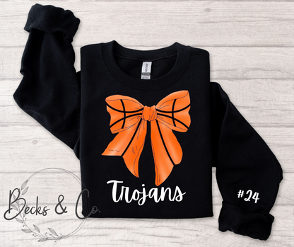 Basketball Bow with Team & Number Personalization