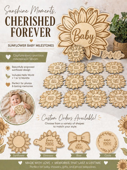 Sunflower Baby Monthly Milestone Announcement Signs