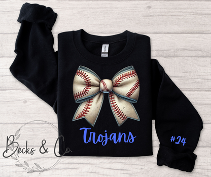 Baseball Bow with Team & Number Personalization