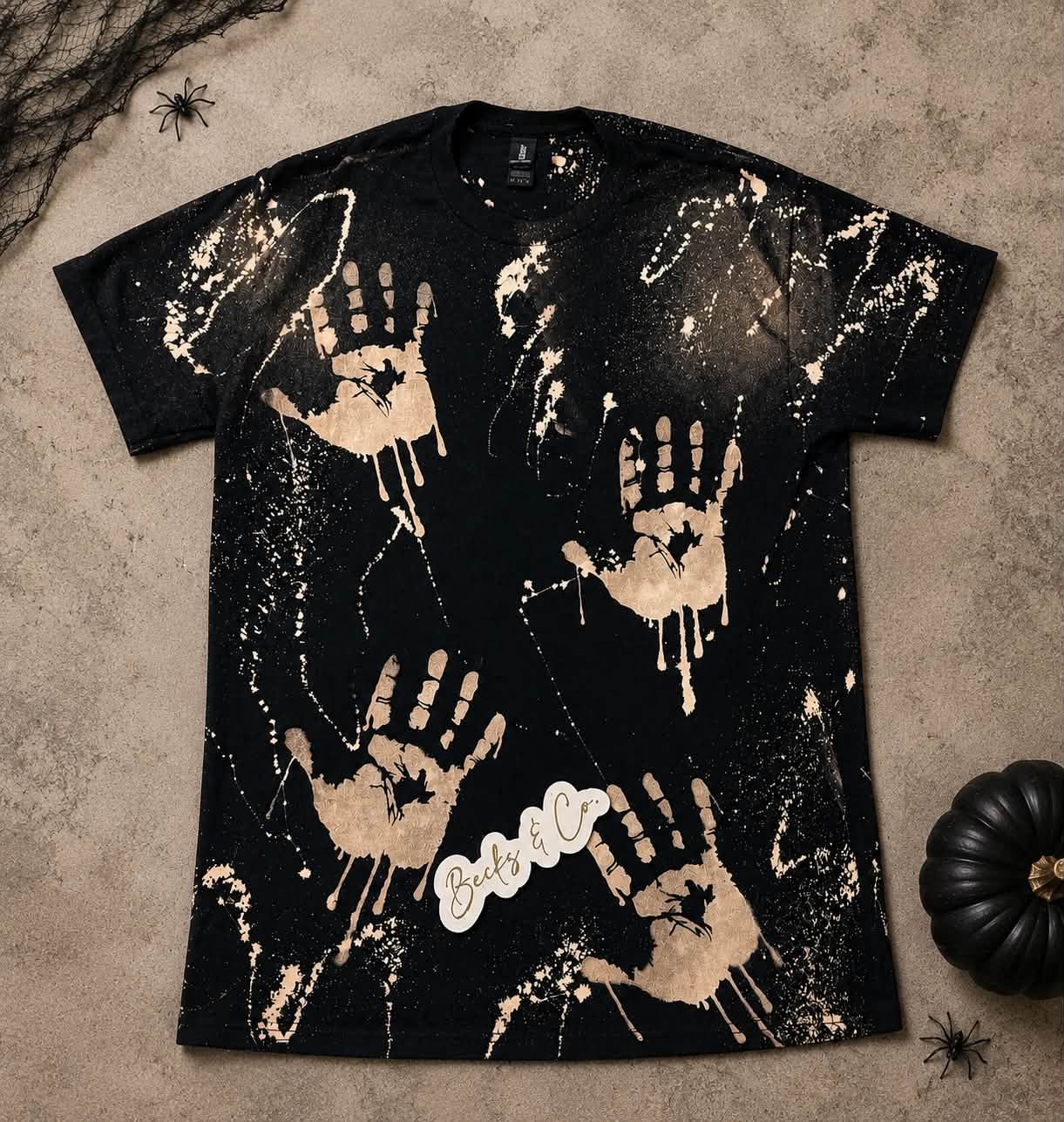 Bloody Hand Print Bleached T-shirt (Blank)