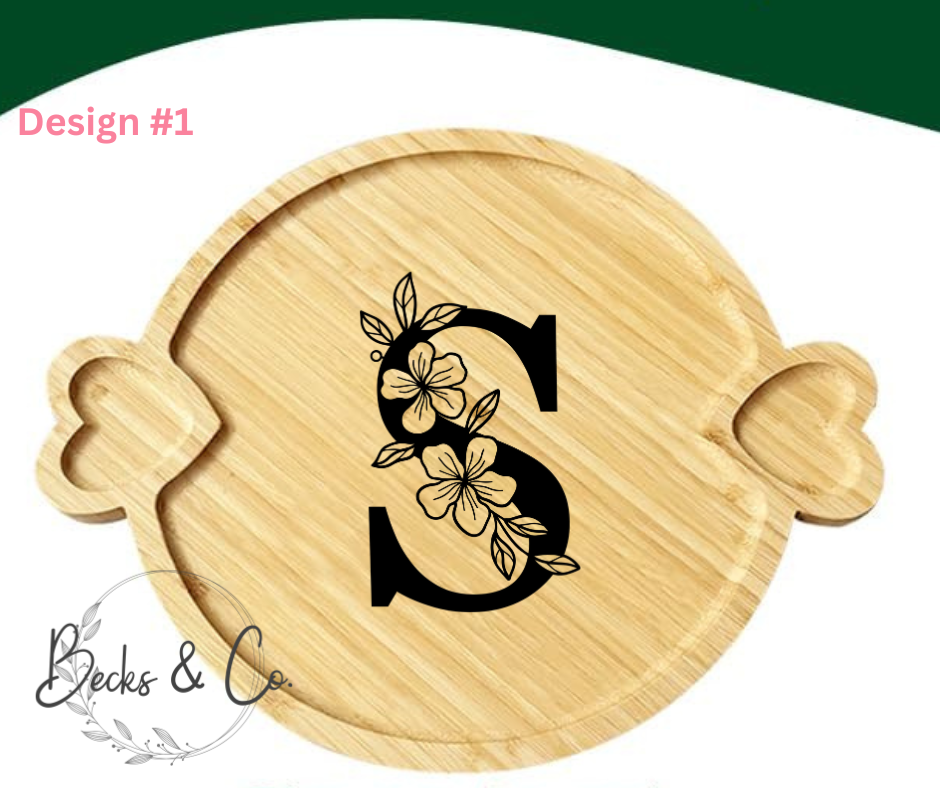 Charcuterie Board with Ceramic Heart Shape Bowls