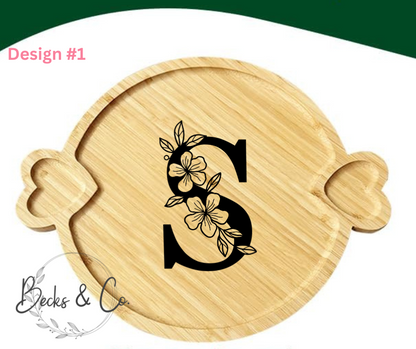 Charcuterie Board with Ceramic Heart Shape Bowls