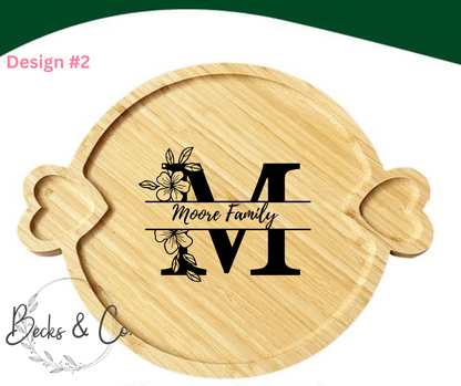 Charcuterie Board with Ceramic Heart Shape Bowls
