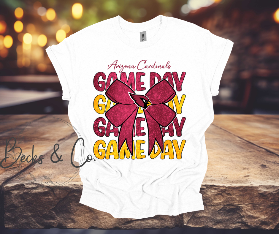Arizona Cardinals Game Day with Bow Glitter