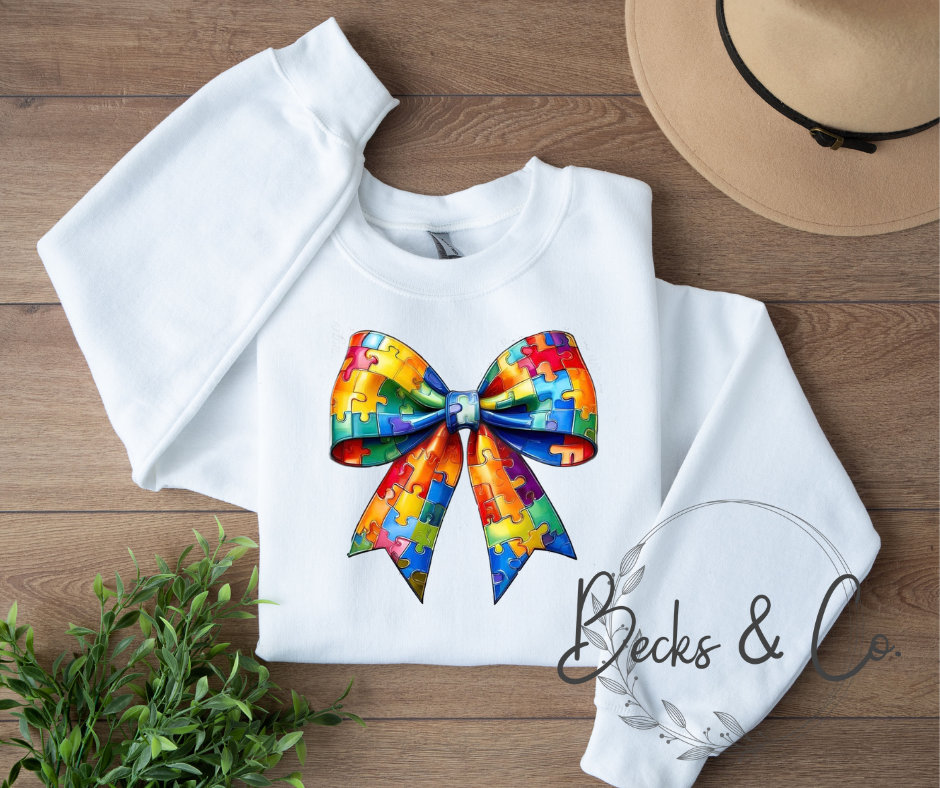 Bright Puzzle Piece Bow