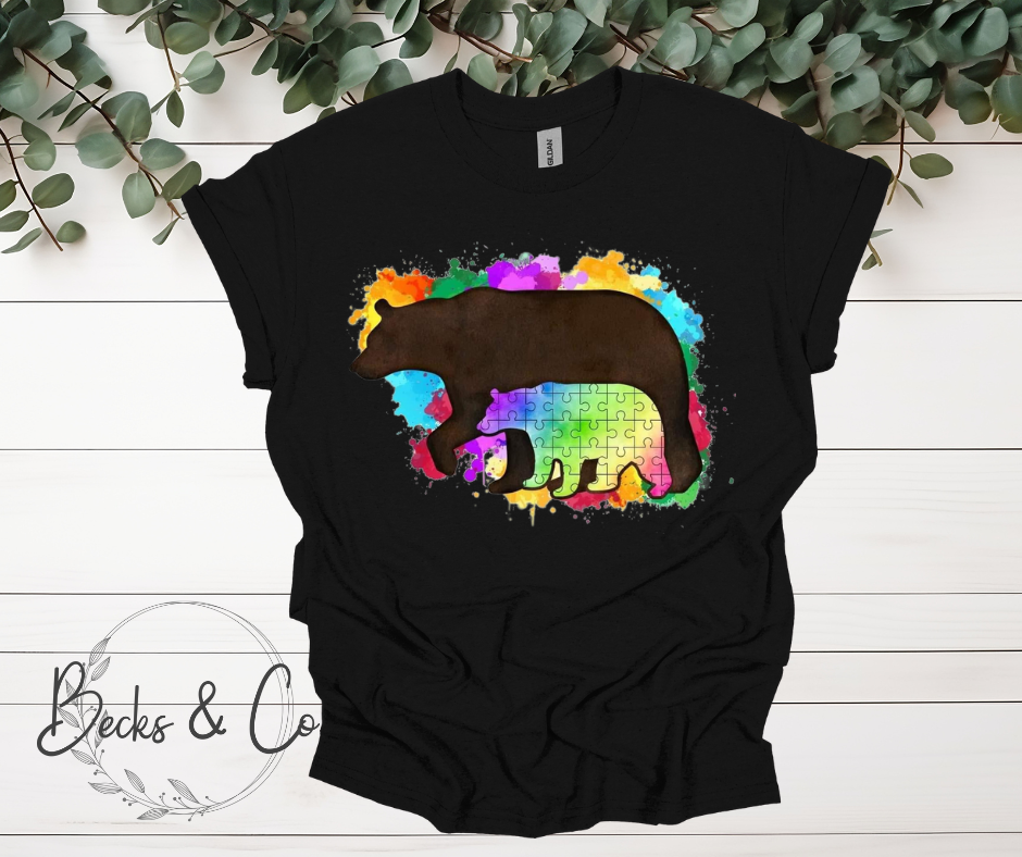 Autism Awareness with Puzzle Piece Bear