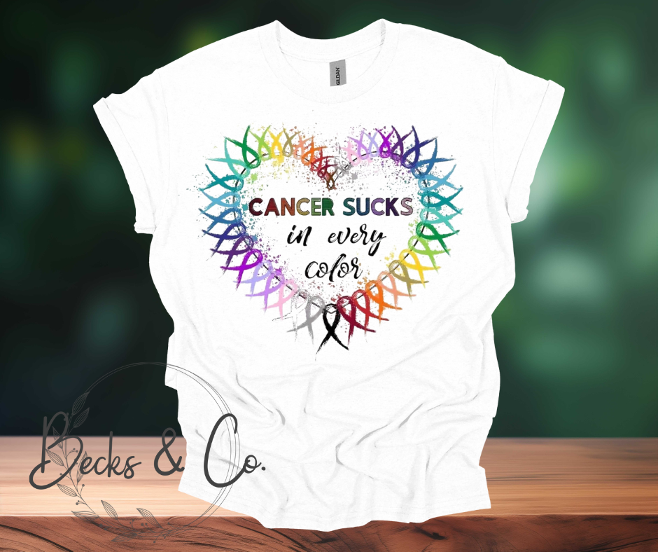 Cancer Sucks in every Color Heart