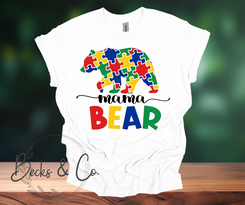 Mama Bear Autism Puzzle Piece Bear