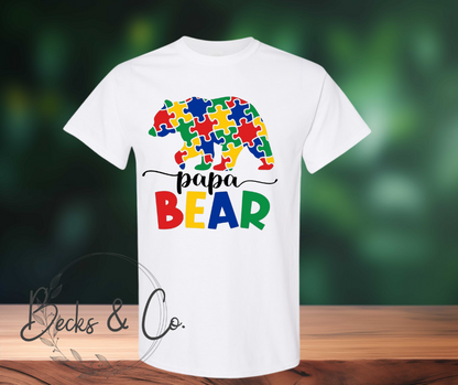 Papa Bear Autism Puzzle Piece Bear