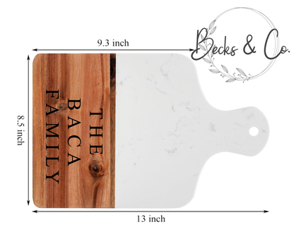 White Marble and Acacia Wood Cutting Board