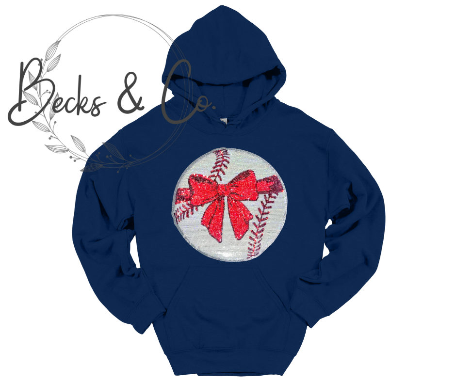 Baseball with Bow - Large Sequin Design