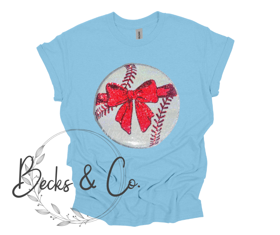 Baseball with Bow - Large Sequin Design