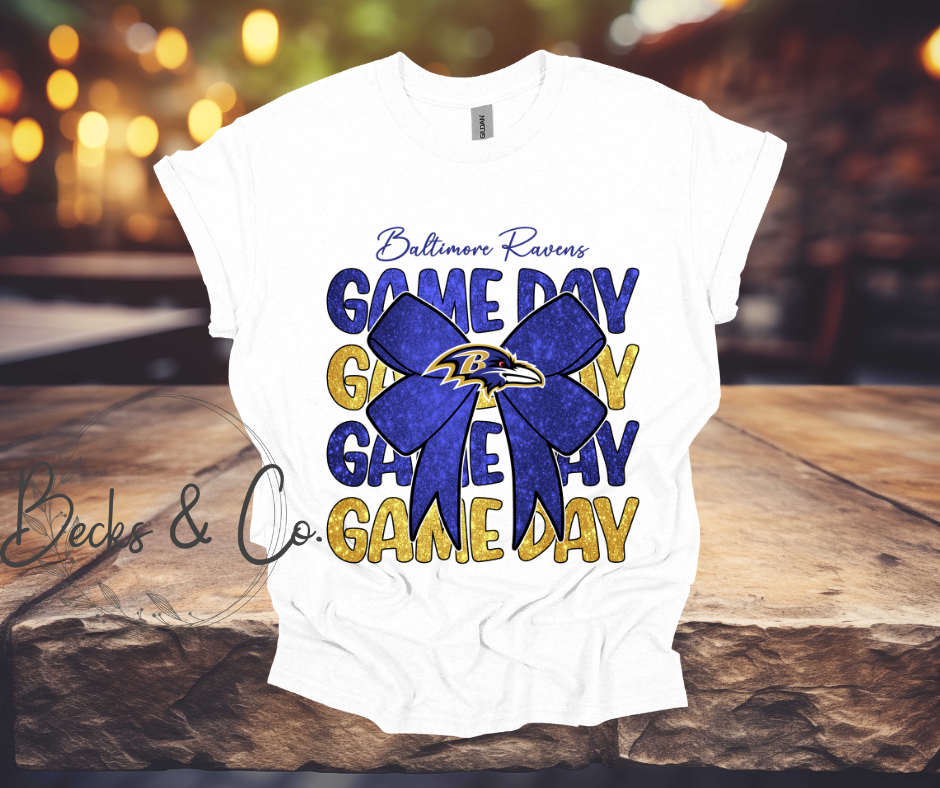 Baltimore Ravens Game Day with Bow Glitter