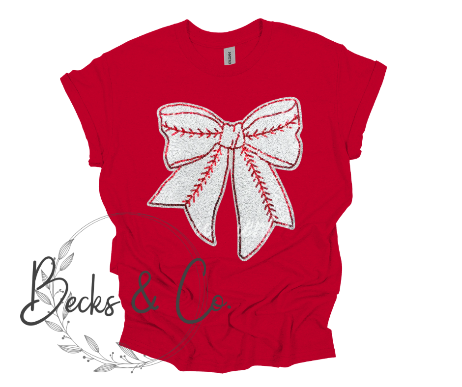 Baseball Bow- Large Sequin Design