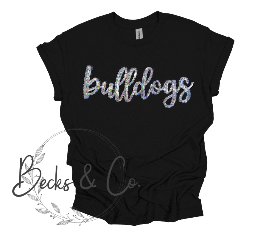 Bulldogs Mascot Script - Large Sequin Design