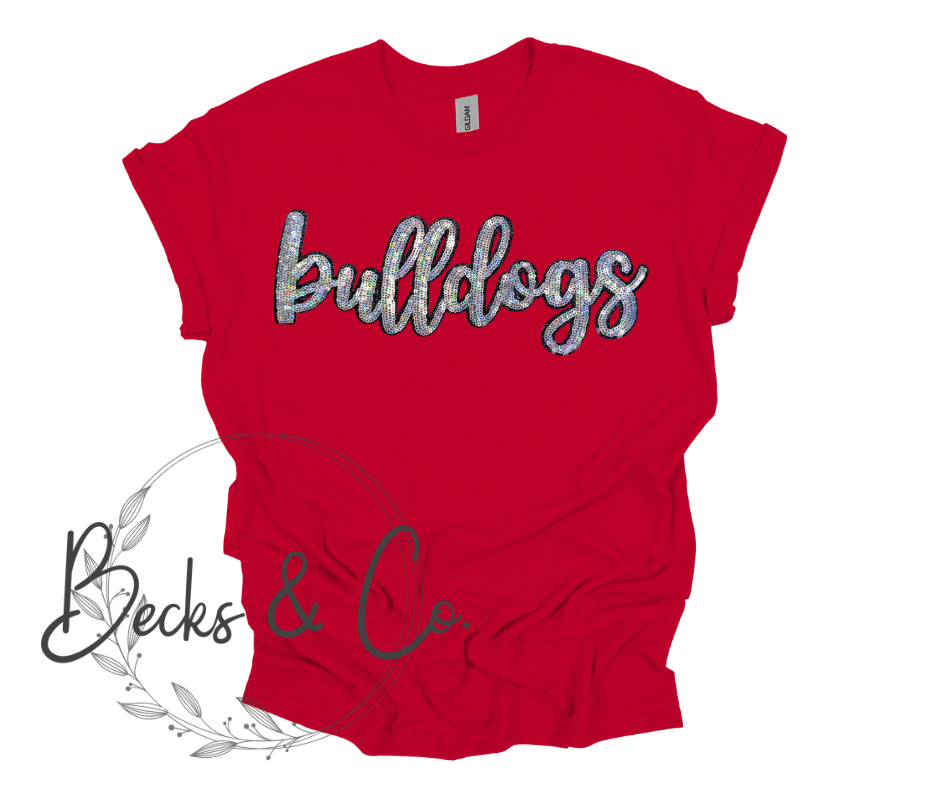 Bulldogs Mascot Script - Large Sequin Design