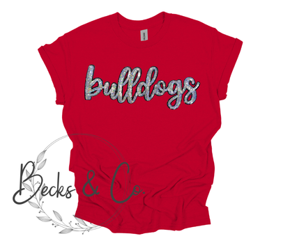 Bulldogs Mascot Script - Large Sequin Design