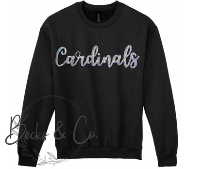 Cardinal Mascot Script - Large Sequin Design