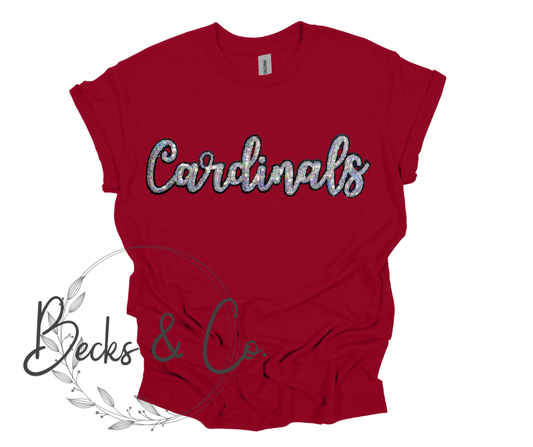 Cardinal Mascot Script - Large Sequin Design