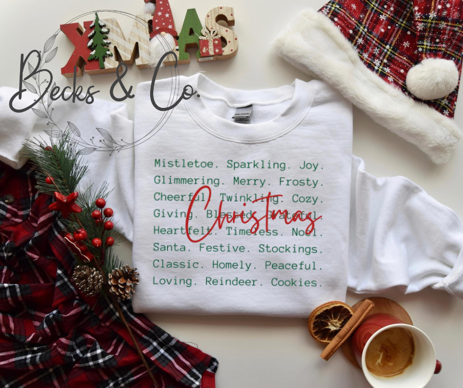 Words with Big Christmas (Green and red font)