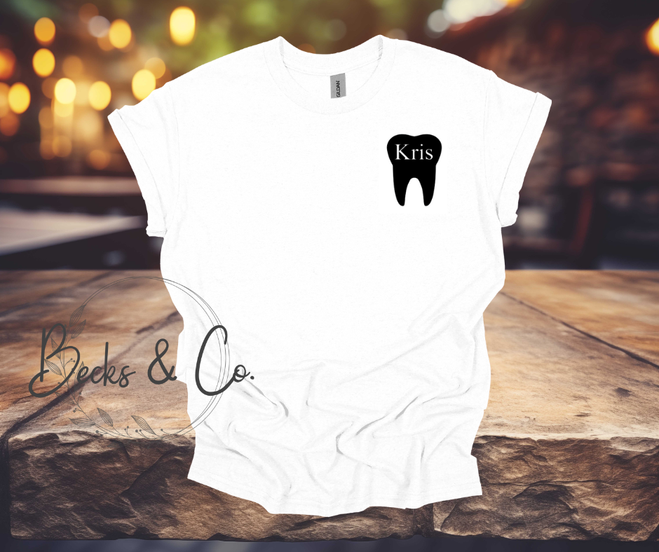 Tooth chest piece with letters (Dental) T-shirt