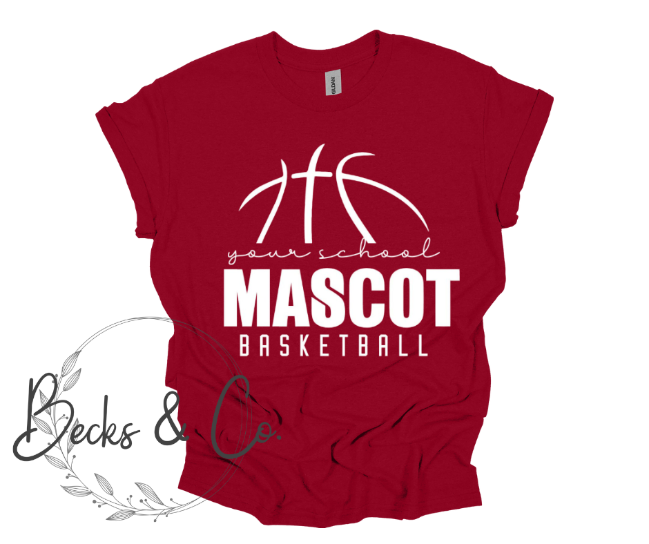 Basketball Lines with Custom Mascot and School