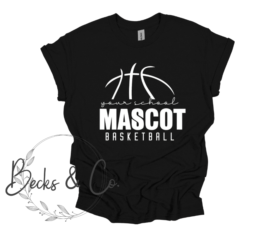 Basketball Lines with Custom Mascot and School
