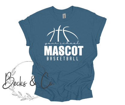 Basketball Lines with Custom Mascot and School