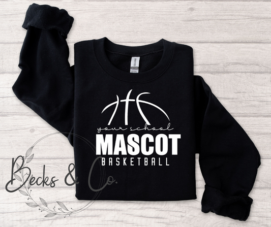 Basketball Lines with Custom Mascot and School