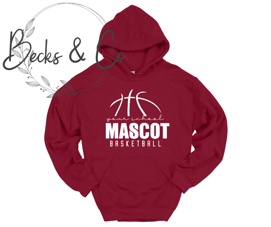 Basketball Lines with Custom Mascot and School